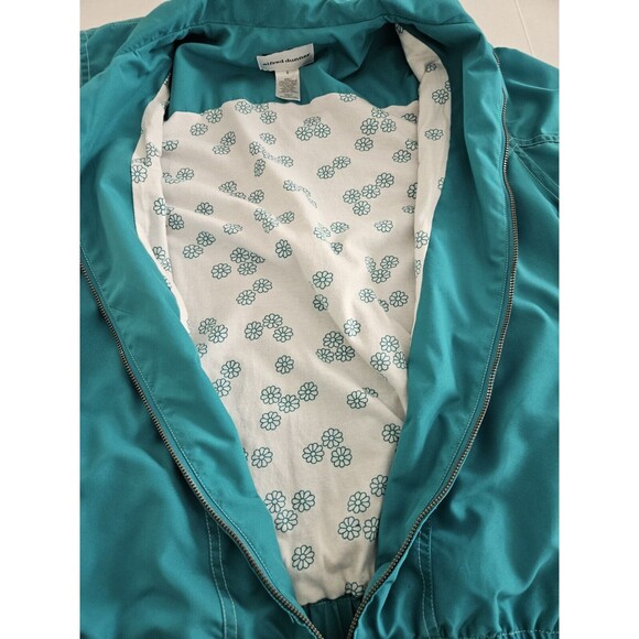 Alfred Dunner Womens Jacket S Aqua Windbreaker Lined Long Sleeve Zip 90's Daisy - Picture 5 of 9
